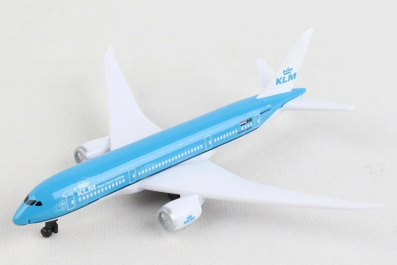 Daron 86RT-2384 KLM 787, 12,5 cm. Metal Gövde, Plastik Kanatlar, Sergilemeye Hazır Model Yolcu Uçağı