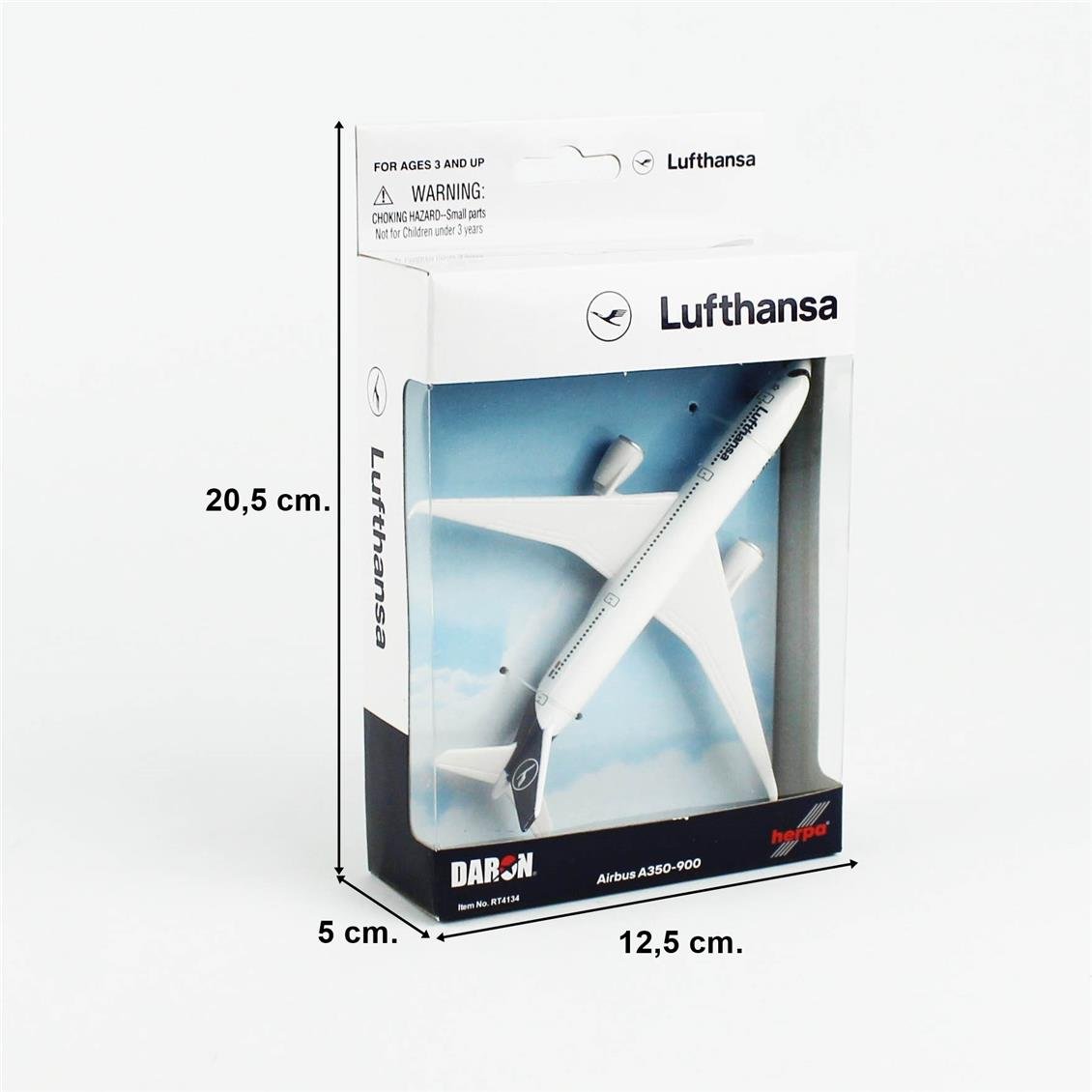 Daron 86RT-4134 Lufthansa Airbus A350, 12,5 cm. Metal Gövde, Plastik Kanatlar, Sergilemeye Hazır Model Yolcu Uçağı