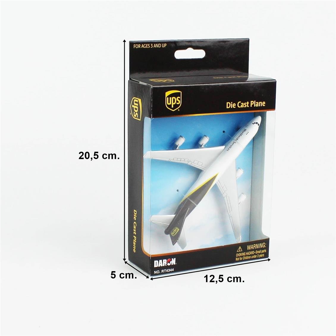 Daron 86RT-4344 UPS, 12,5 cm. Metal Gövde, Plastik Kanatlar, Sergilemeye Hazır Model Yolcu Uçağı