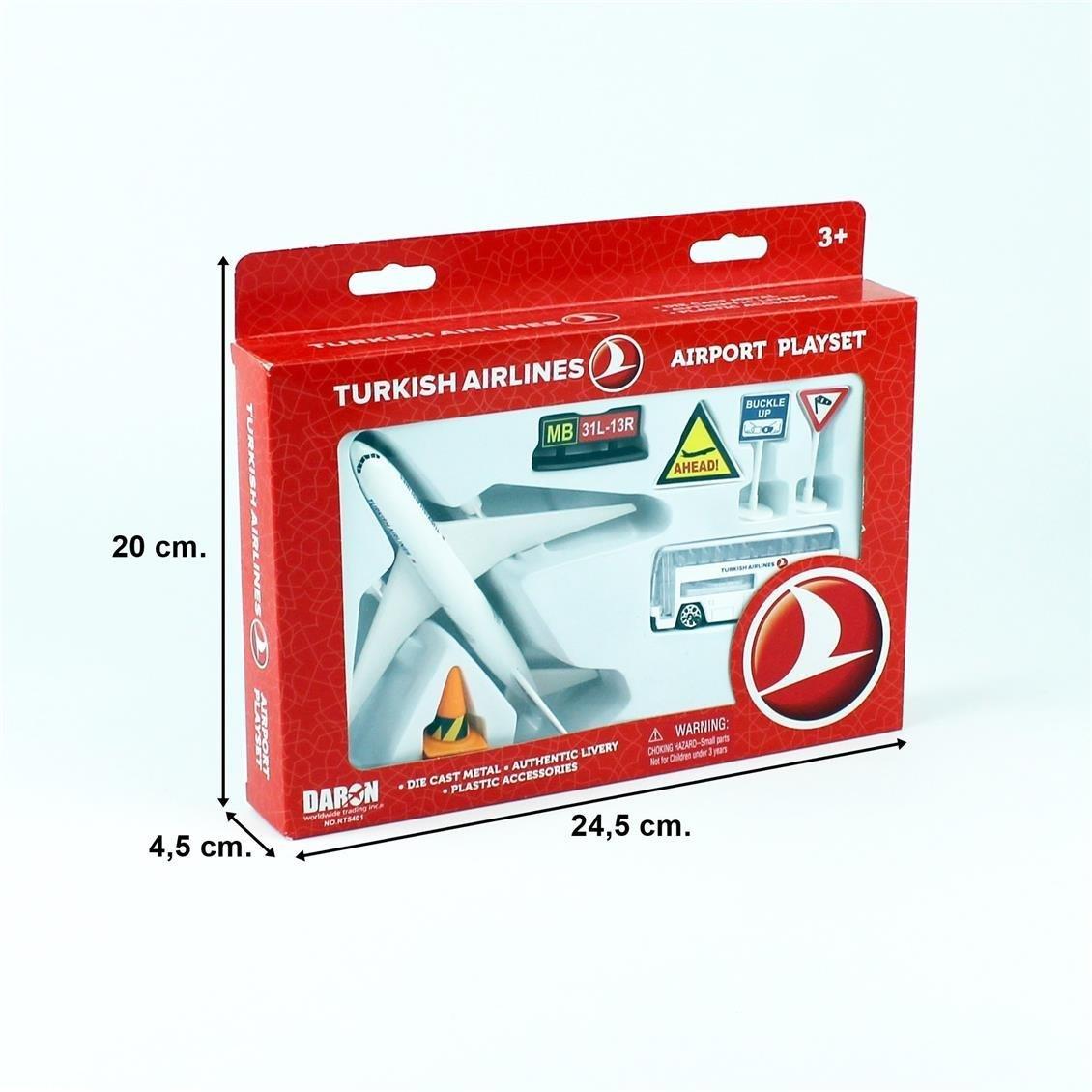 Daron 86RT-5401 Turkish Airlines Yolcu Uçak ve Oyun Seti, 8 Parça Metal Gövde, Plastik Kanatlar, Sergilemeye Hazır Model Yolcu