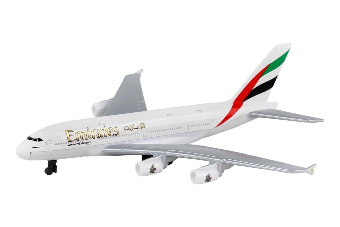 Daron 86RT-9904 Emirates Airbus A380, 12,5 cm. Metal Gövde, Plastik Kanatlar, Sergilemeye Hazır Model Yolcu Uçağı