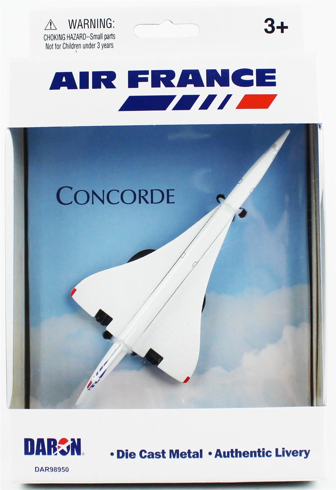 Daron DAR98950 Air France Concorde, Beyaz, 12,5 cm. Metal Gövde, Plastik Kanatlar, Sergilemeye Hazır Model Yolcu Uçağı