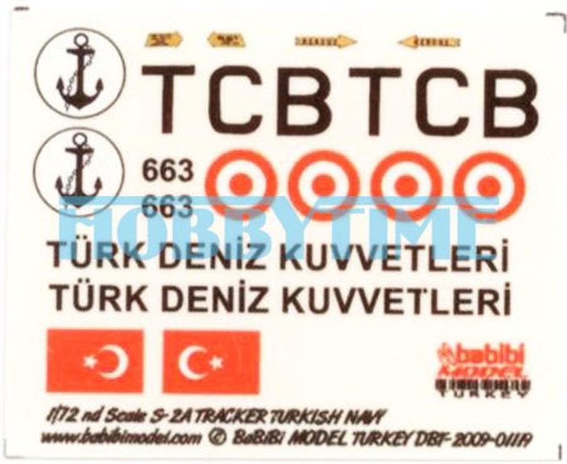 DBT01119 1/72 S-2A TRACKER TCB DEKAL ÇIKARTMA