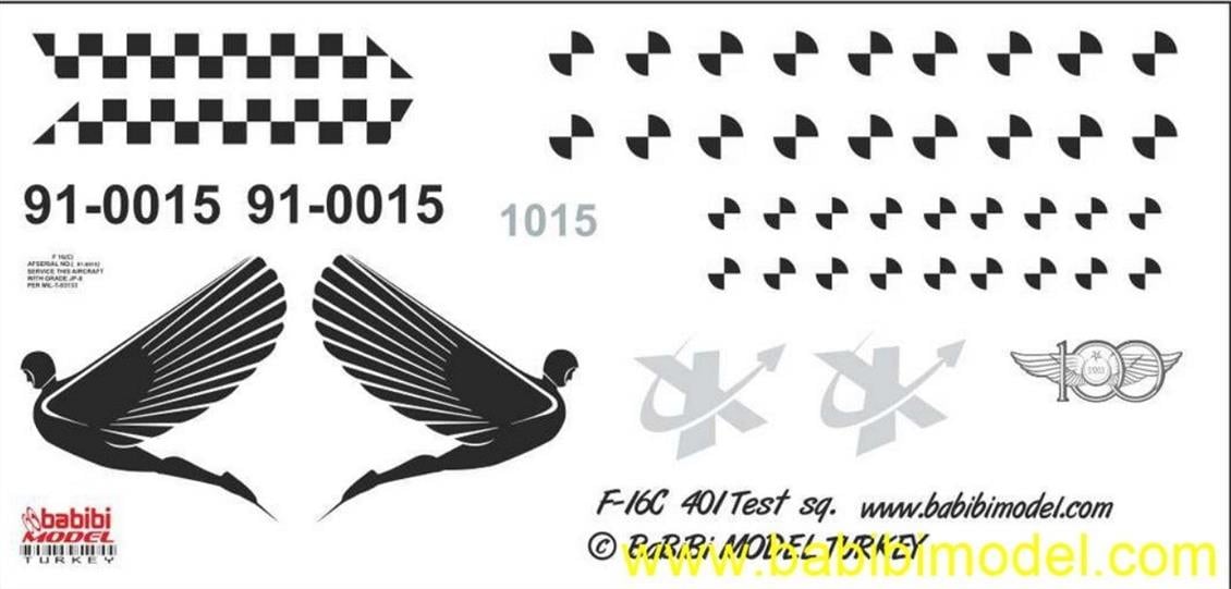 DBT01315 1/48 F-16-C 401 Test Filo Decal Set