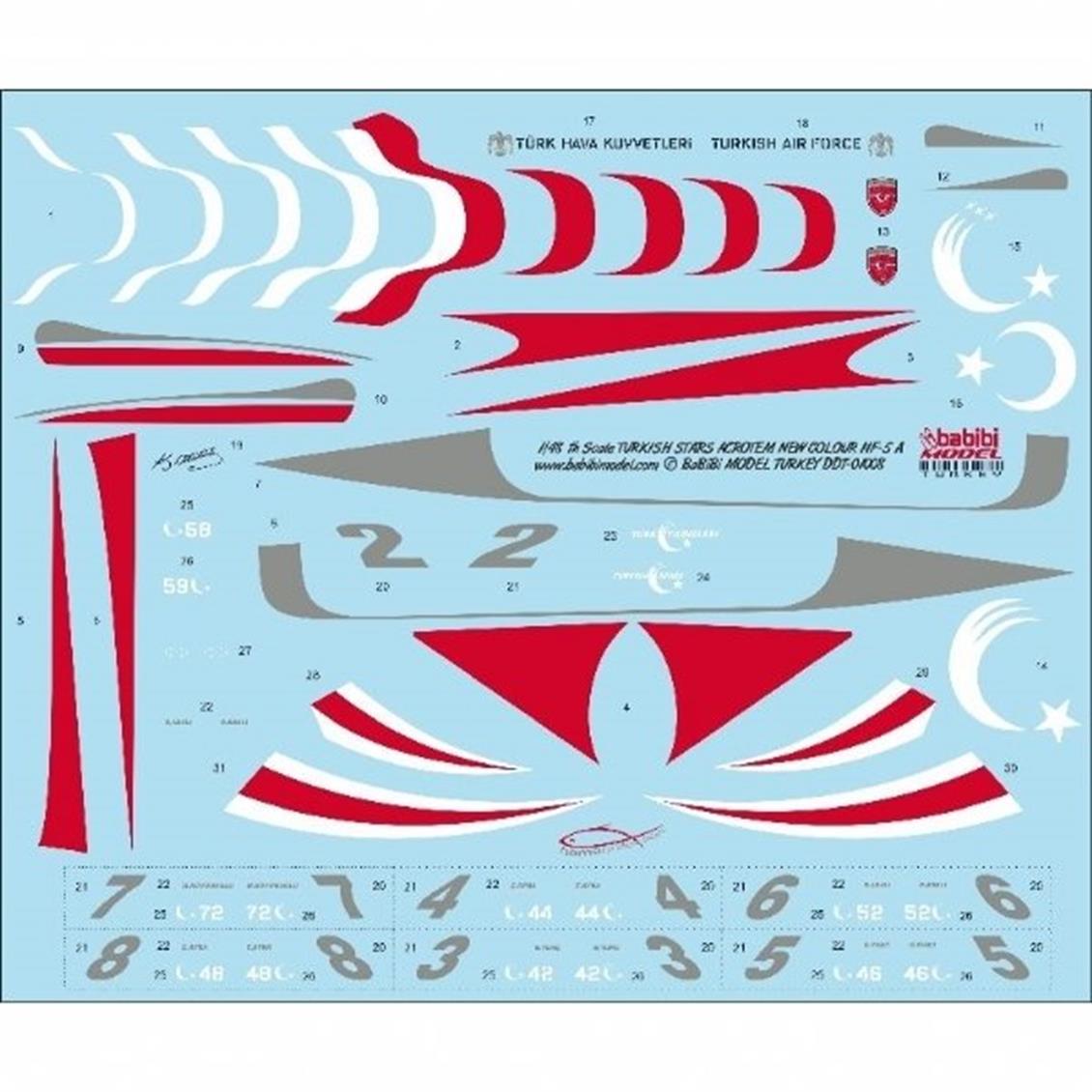 DDT01008 1/48 TURKISH STARS ACROTEAM NEW COLOUR NF