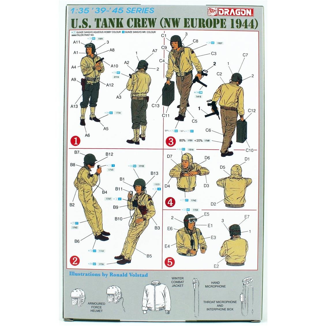 Dragon 6054 1/35 Scale, US Tank Crew (Nw Europe 1944) Soldier Figures Plastic Model Kit