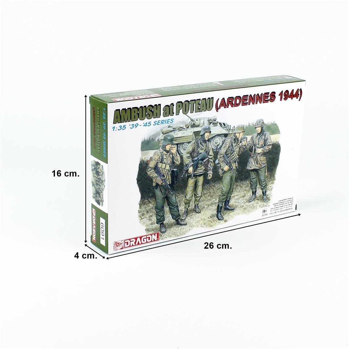 Dragon 6091 1/35 Scale, Poteau Ambush Soldier Figures (Ardennes 1944), Plastic Model Kit
