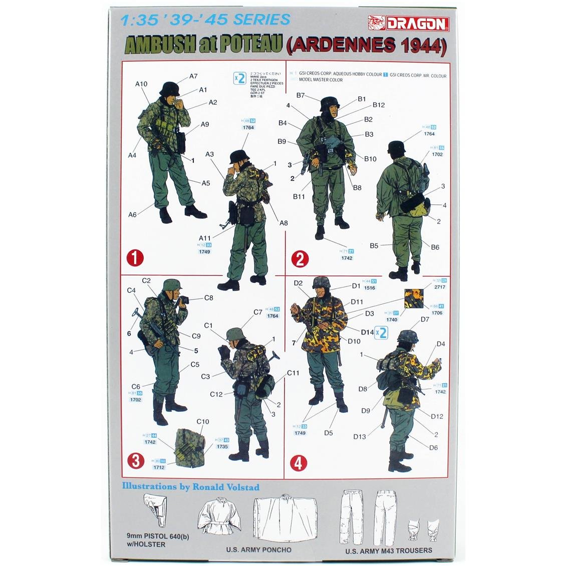 Dragon 6091 1/35 Scale, Poteau Ambush Soldier Figures (Ardennes 1944), Plastic Model Kit