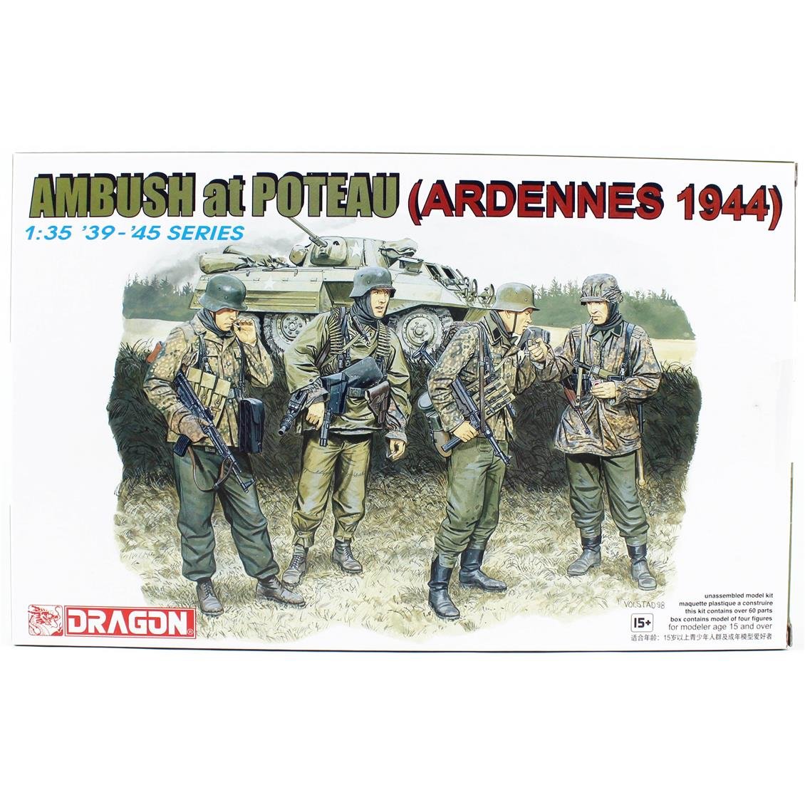 Dragon 6091 1/35 Scale, Poteau Ambush Soldier Figures (Ardennes 1944), Plastic Model Kit