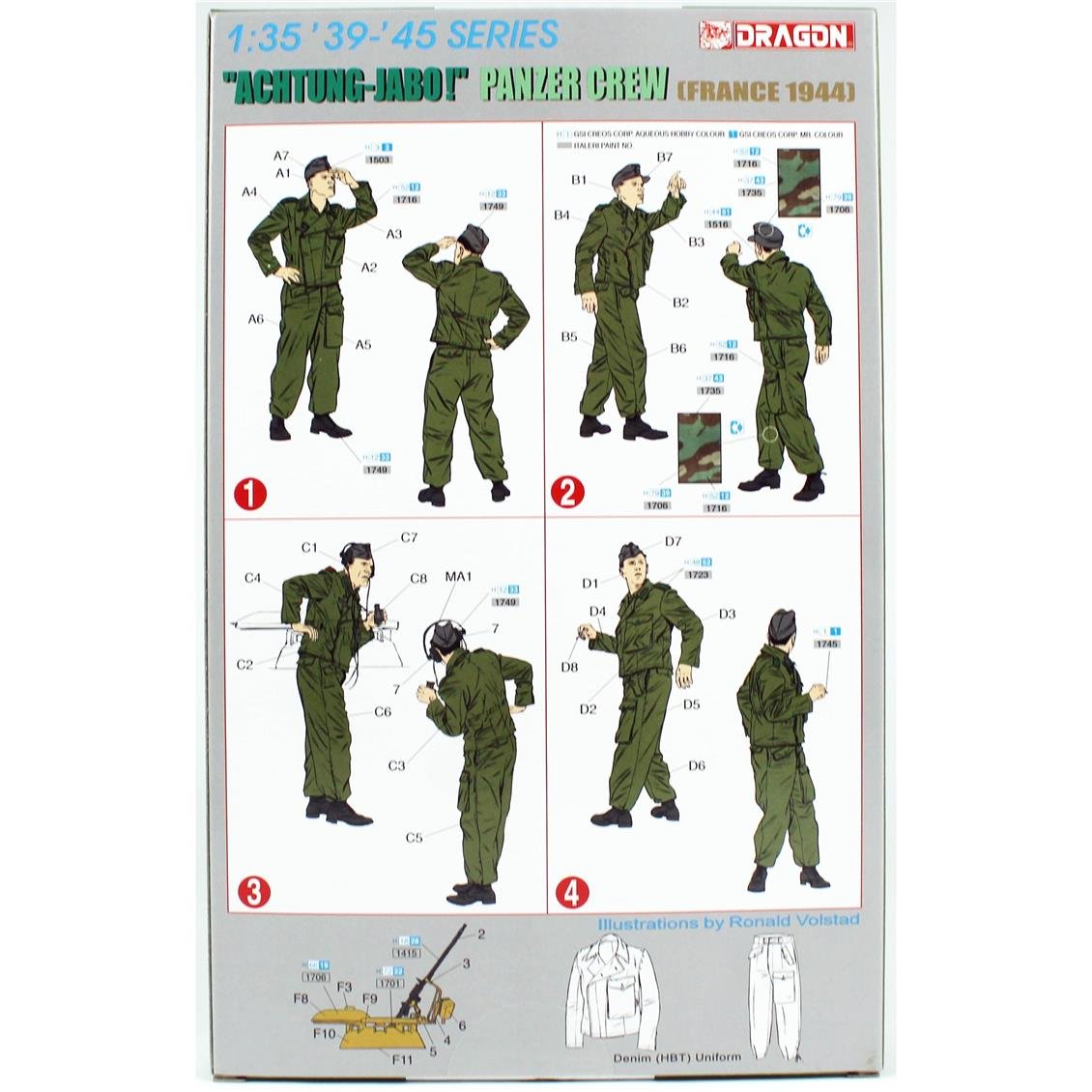 Dragon 6191 1/35 Scale, (Achtung-Jabo!) Tank Crew (France 1944) Soldier Figures Plastic Model Kit