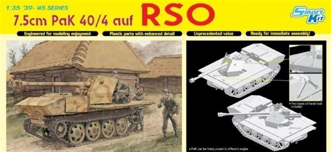 Dragon 6640 1/35 7.5cm PaK 40/4 auf RSO Tanksavar Topu Demonte Plastik Maketi