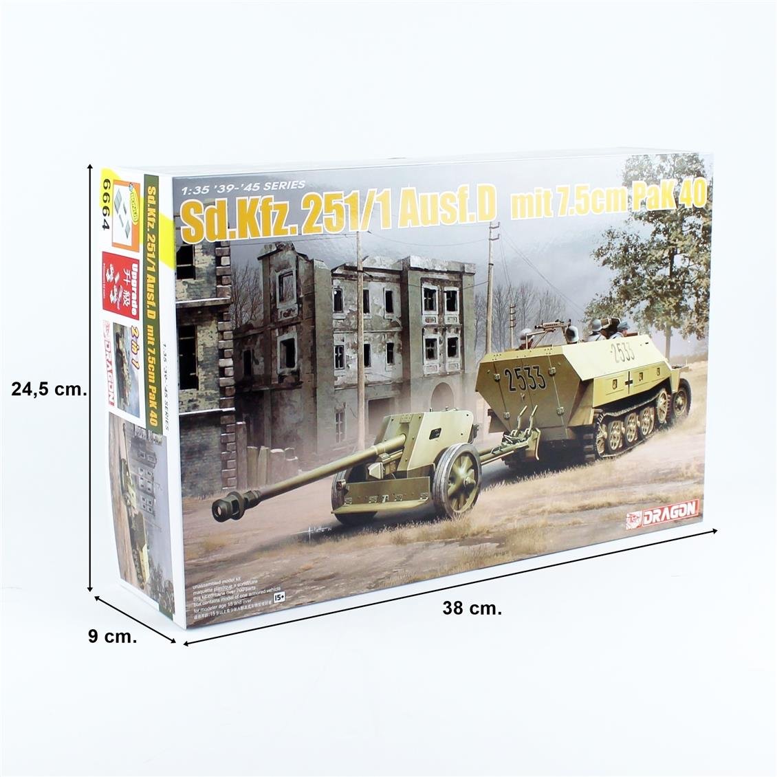 Dragon 6664 1/35 Ölçek, Sd.Kfz.251/1 Ausf.D Personel Taşıyıcı ve 7.5cm PaK 40 Çekili Topu  (2 in 1) Plastik Model Kiti
