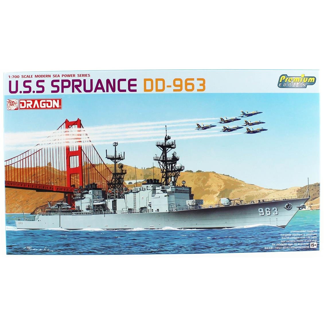 Dragon 7084 1/700 Ölçek, U.S.S Spruance DD-963 (Premium), Füze Destroyeri Plastik Model Kiti