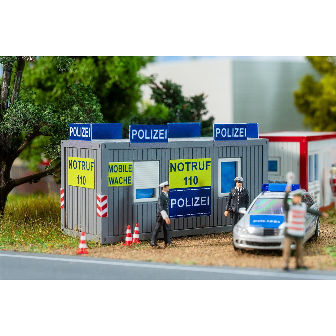 Faller 180338 1/87 Ölçek, Polis ve DRK Ofisi konteynerleri, Plastik Model Kiti