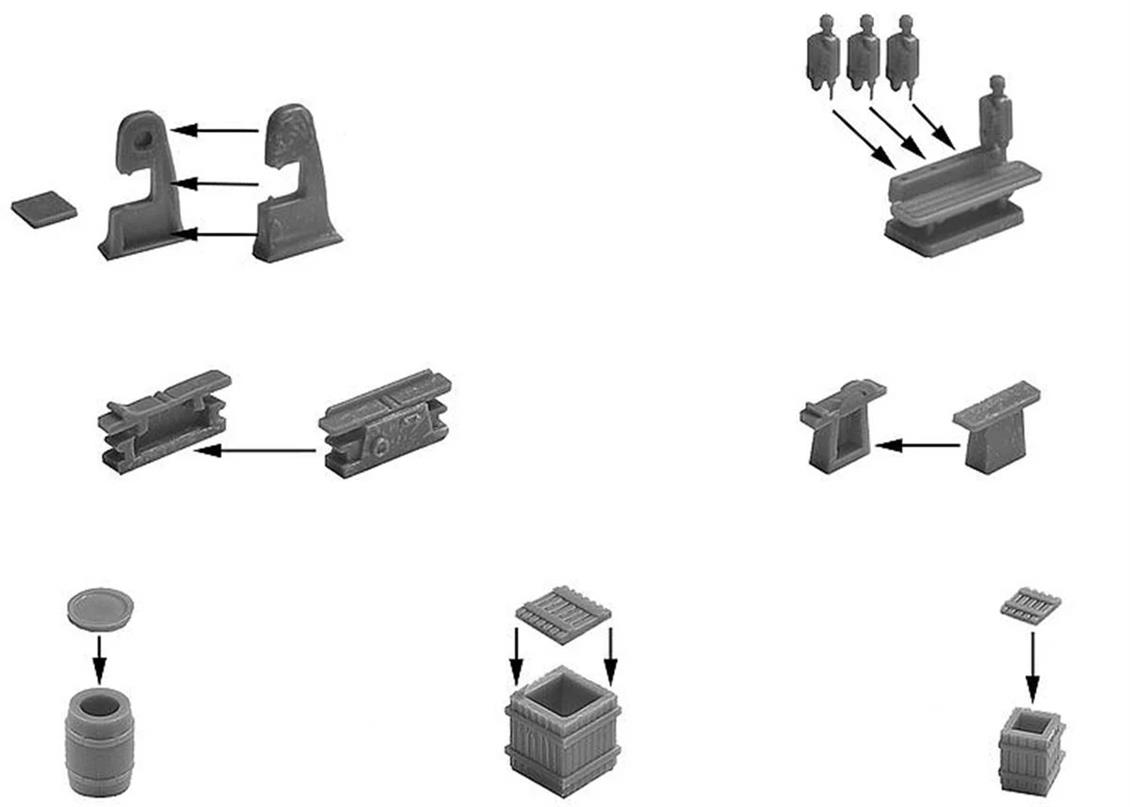 Faller 180588 1/87 Karışık Depo Eşyaları Demonte Plastik Maketi