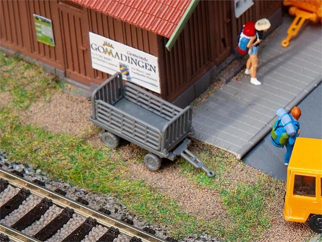 Faller 180990 1/87 Bagaj Taşıma Römorku,Gri ( 2 Adet ) Demonte Plastik Maketi