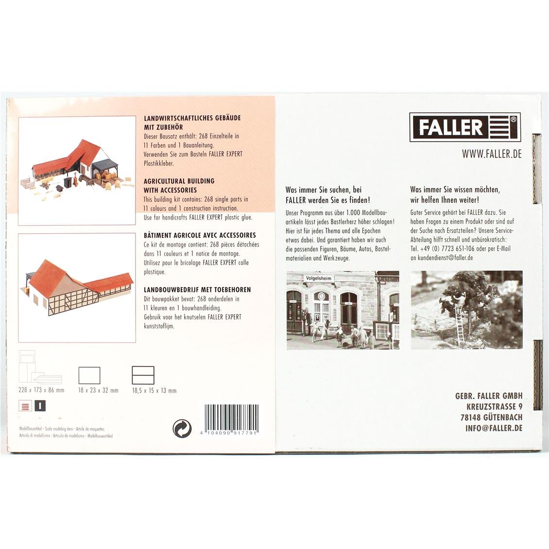 Faller 191779 1/87 Ölçek, Çiftçi Deposu ve Tarımsal Aletler, Plastik Model Kiti