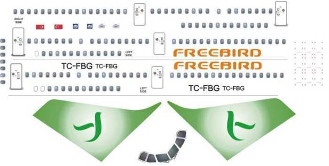 FRB005 1/144 FREEBİRD A-321 -YEŞİL KUYRUK DİZAYNI