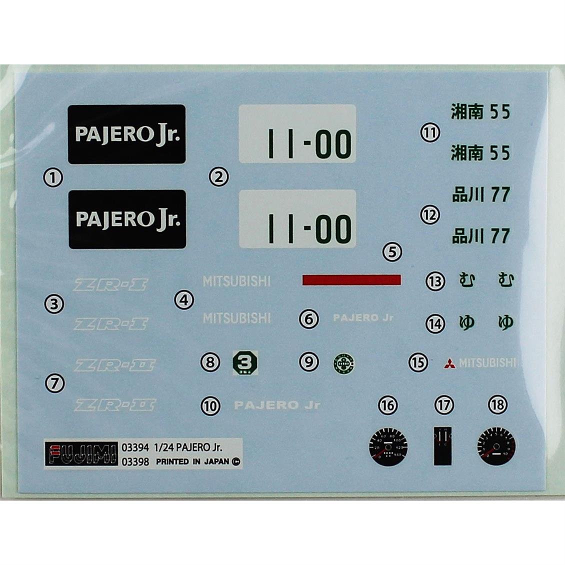 Fujimi ID-116 04672 1/24 Ölçek, Mitsubishi Pajero Jr ZR-II, (Cam Boyama Maskesi ile), Otomobil Plastik Model Kiti