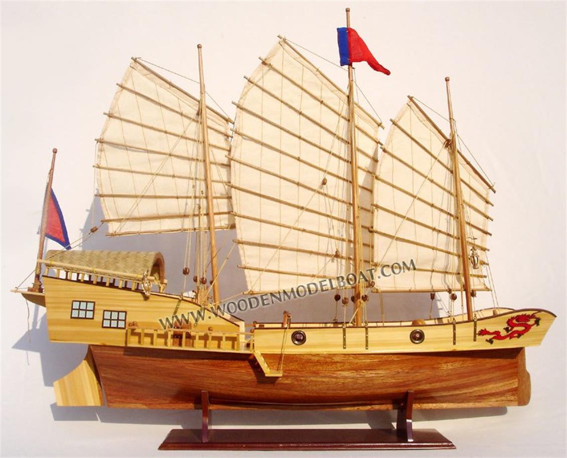 GIANHIEN TS0120W KIZIL EJDERHA AHŞAP HAZIR YELKENLİ GEMİ MAKETİ