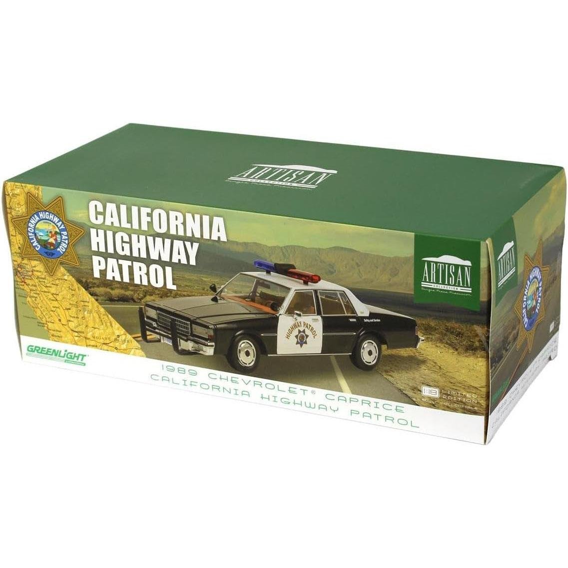 Greenlight 19108 1/18 Ölçek, 1989 Chevrolet Caprice Police Black and White, Sergilemeye Hazır Model Araba