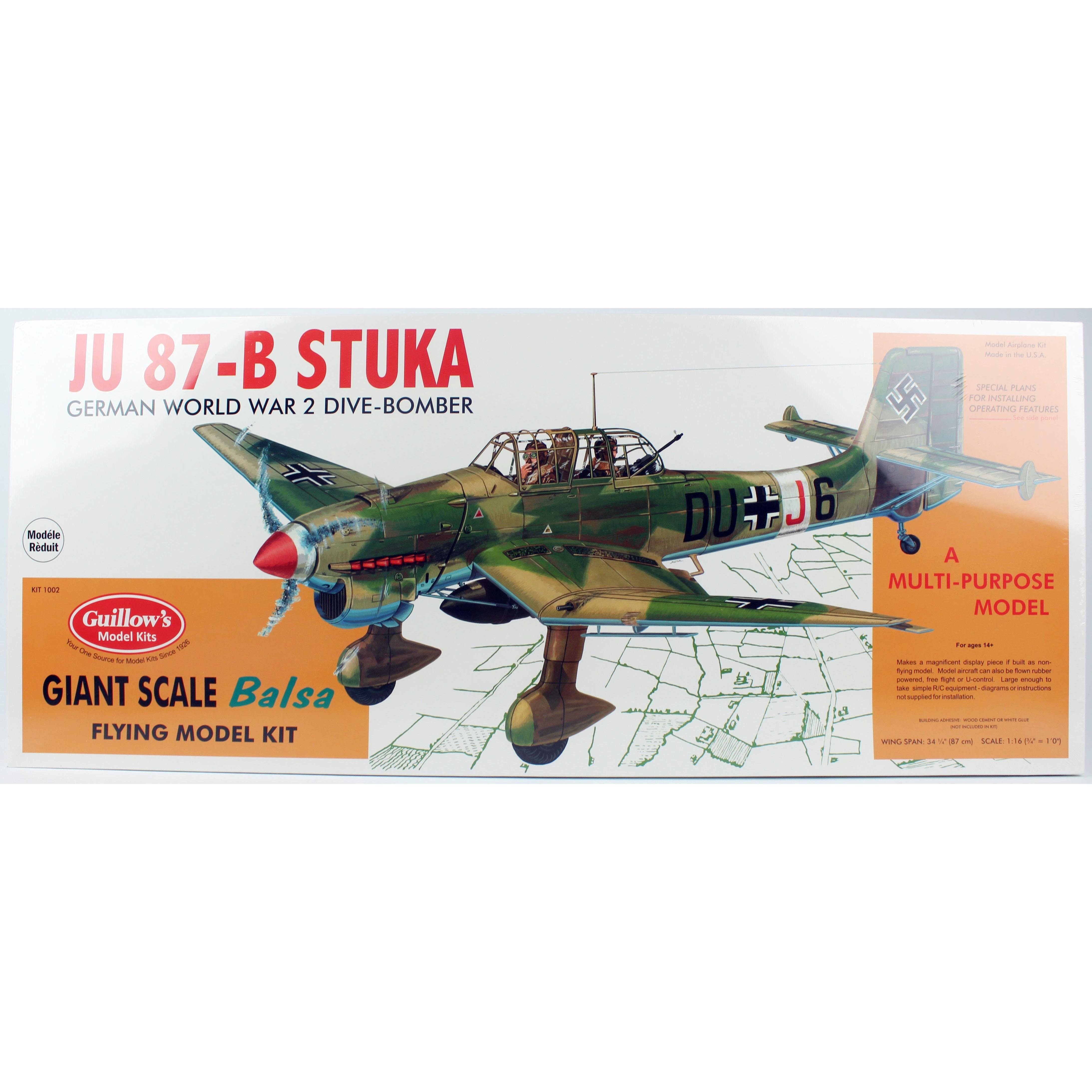 Guillow's 1002 1/16 Scale Stuka 88cm Balsa Free Flight Model Kit