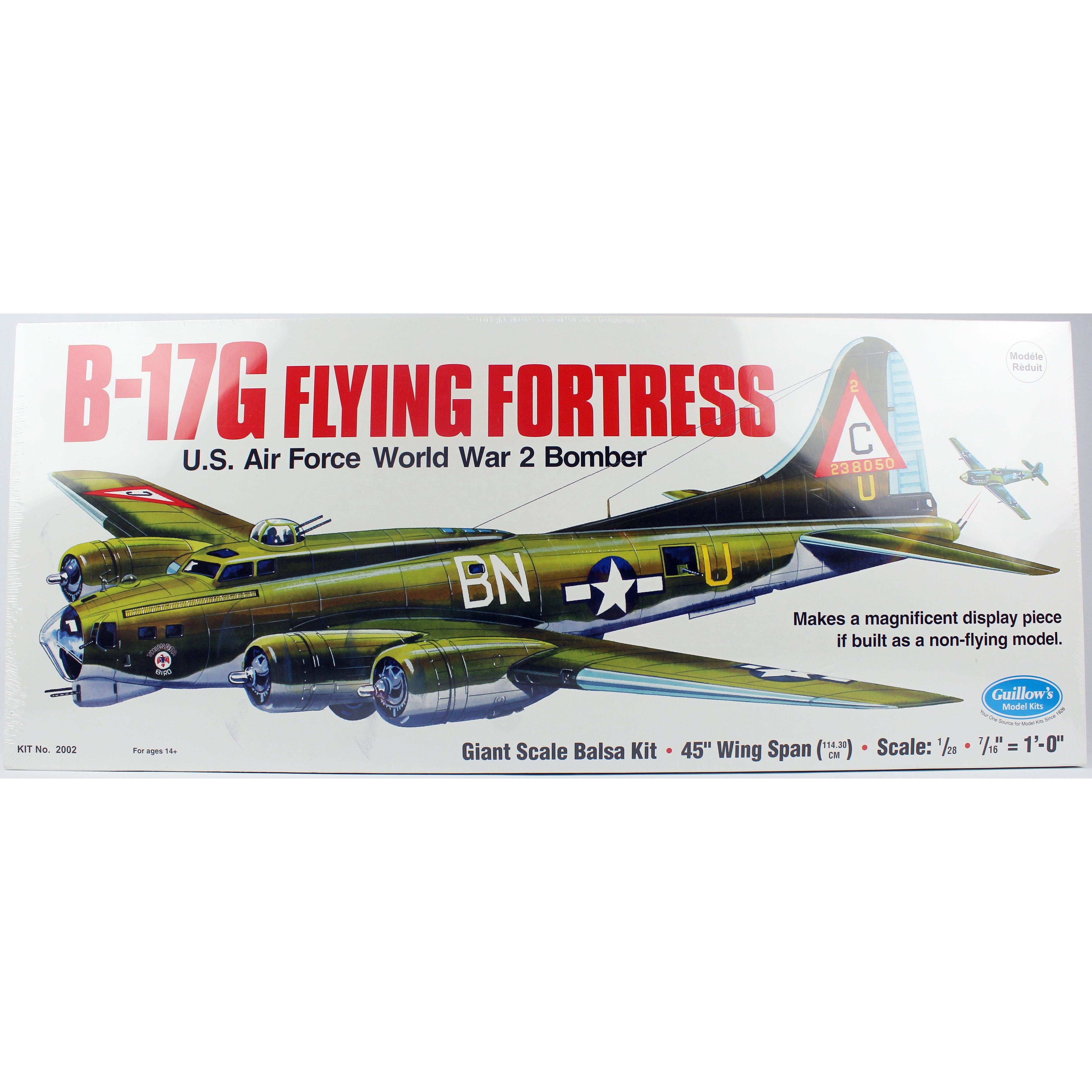 Guillow's 2002 1/28 Ölçek, B-17G Flying Fortress, 116cm, Balsa, Serbest Uçuş Model Kiti