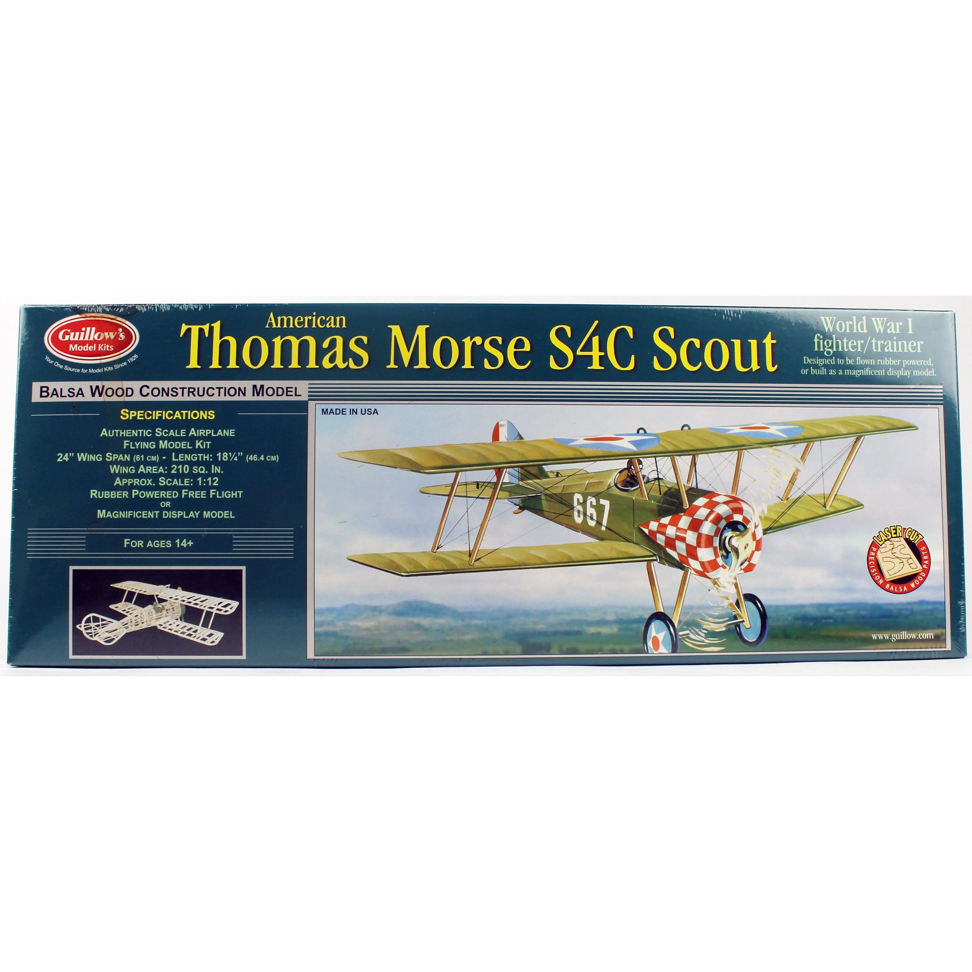 Guillow's 201 1/14 Scale Thomas Morse Scout 60cm Laser Cut Balsa Free Flight Model Kit