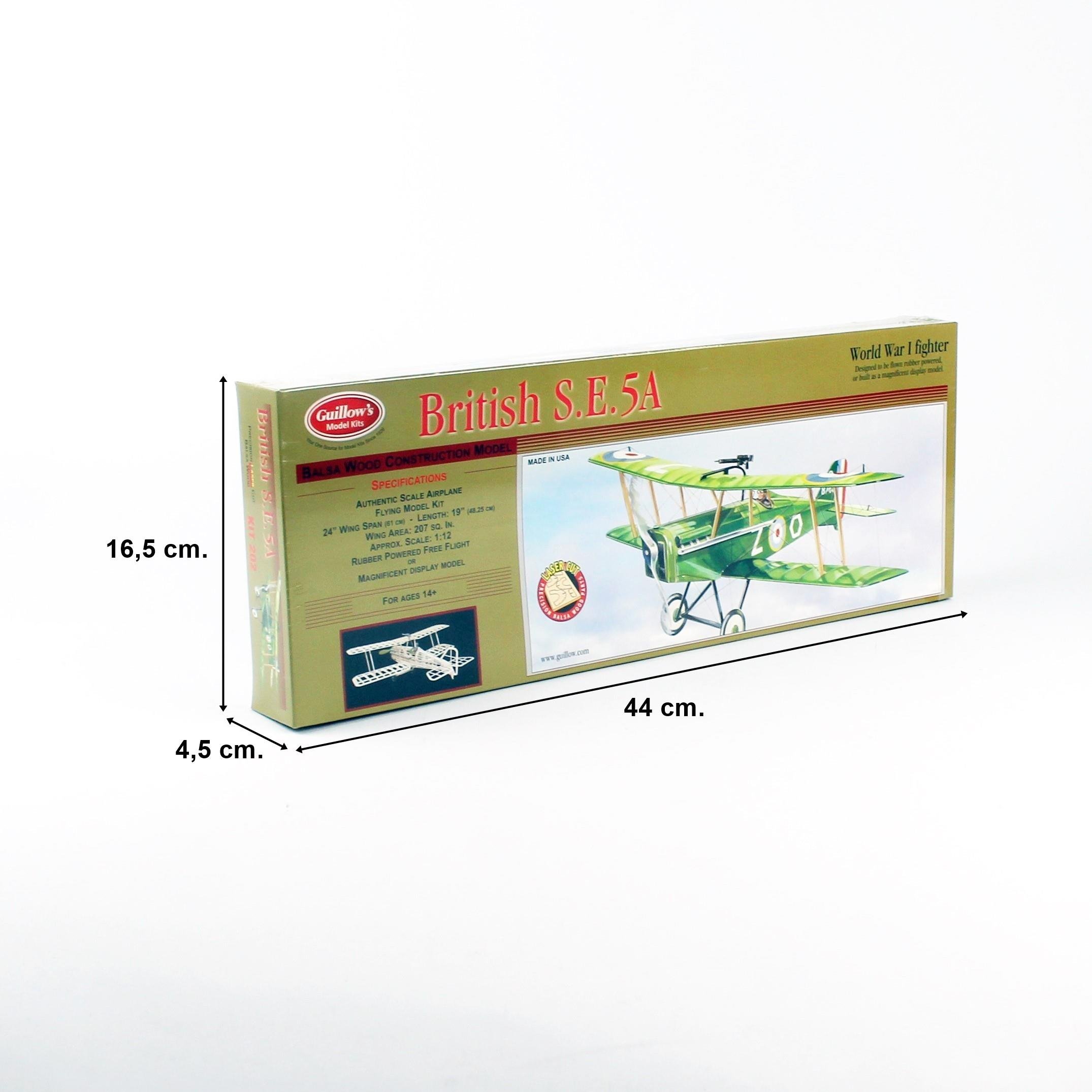 Guillow's 202 1/14 Scale, SE5-A, 60cm, Laser Cut, Balsa, Free Flight Model Kit