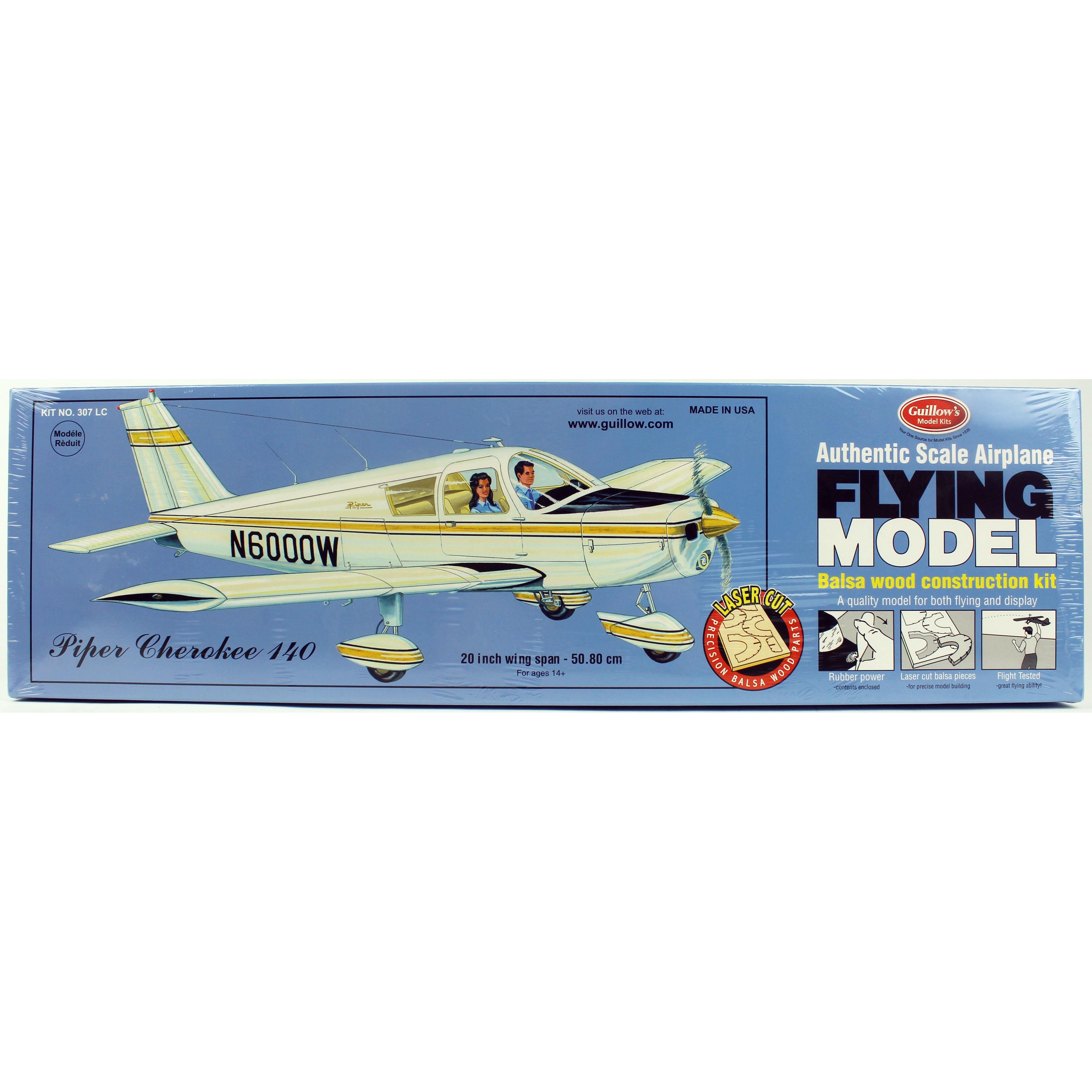 Guillow's 307 1/20 Ölçek, Cherokee, 50cm, Laser Kesim, Balsa, Serbest Uçuş Model Kiti