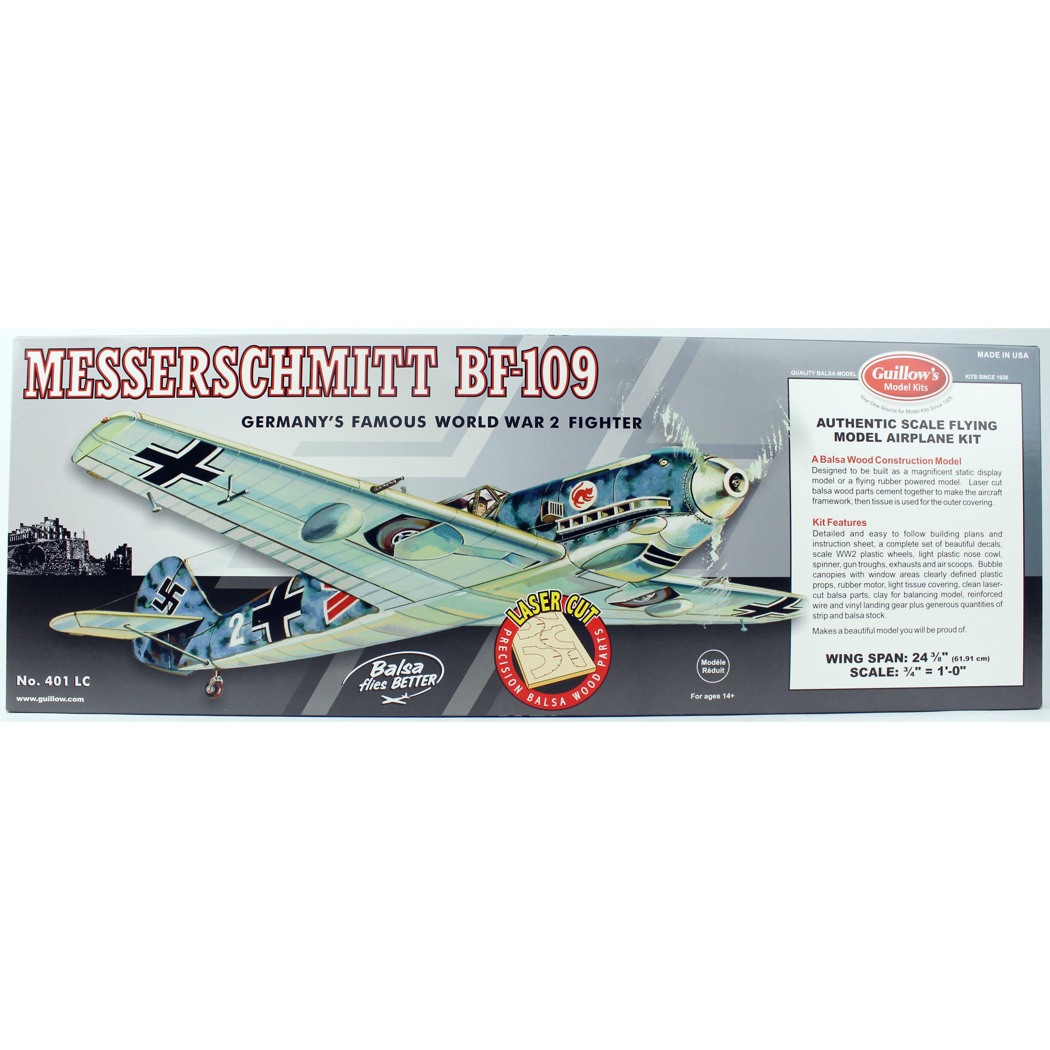 Guillow's 401 1/16 Ölçek, Messerschmitt, 63cm, Laser Kesim, Balsa, Serbest Uçuş Model Kiti