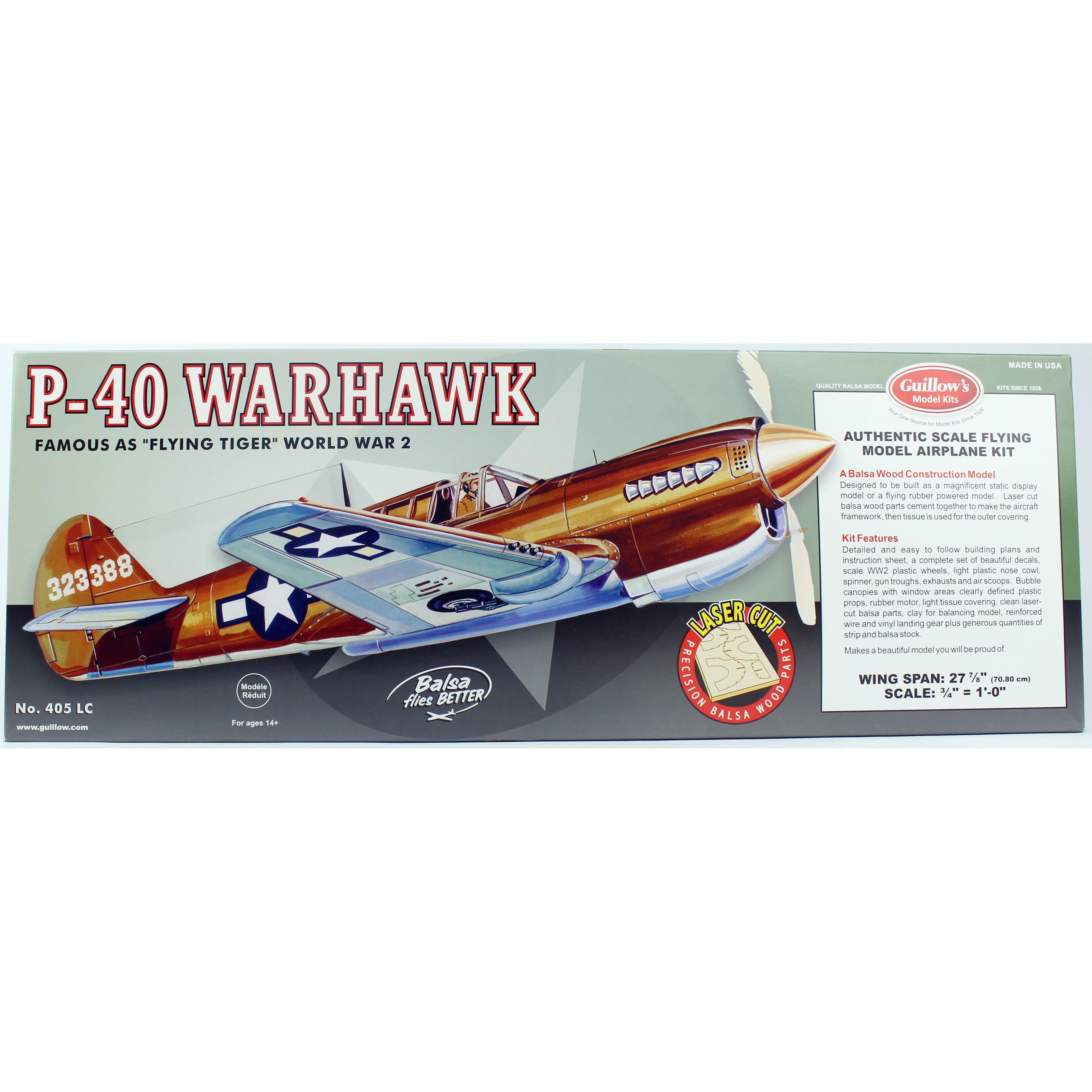 Guillow's 405 1/16 Ölçek, Warhawk, 72cm, Laser Kesim, Balsa, Serbest Uçuş Model Kiti