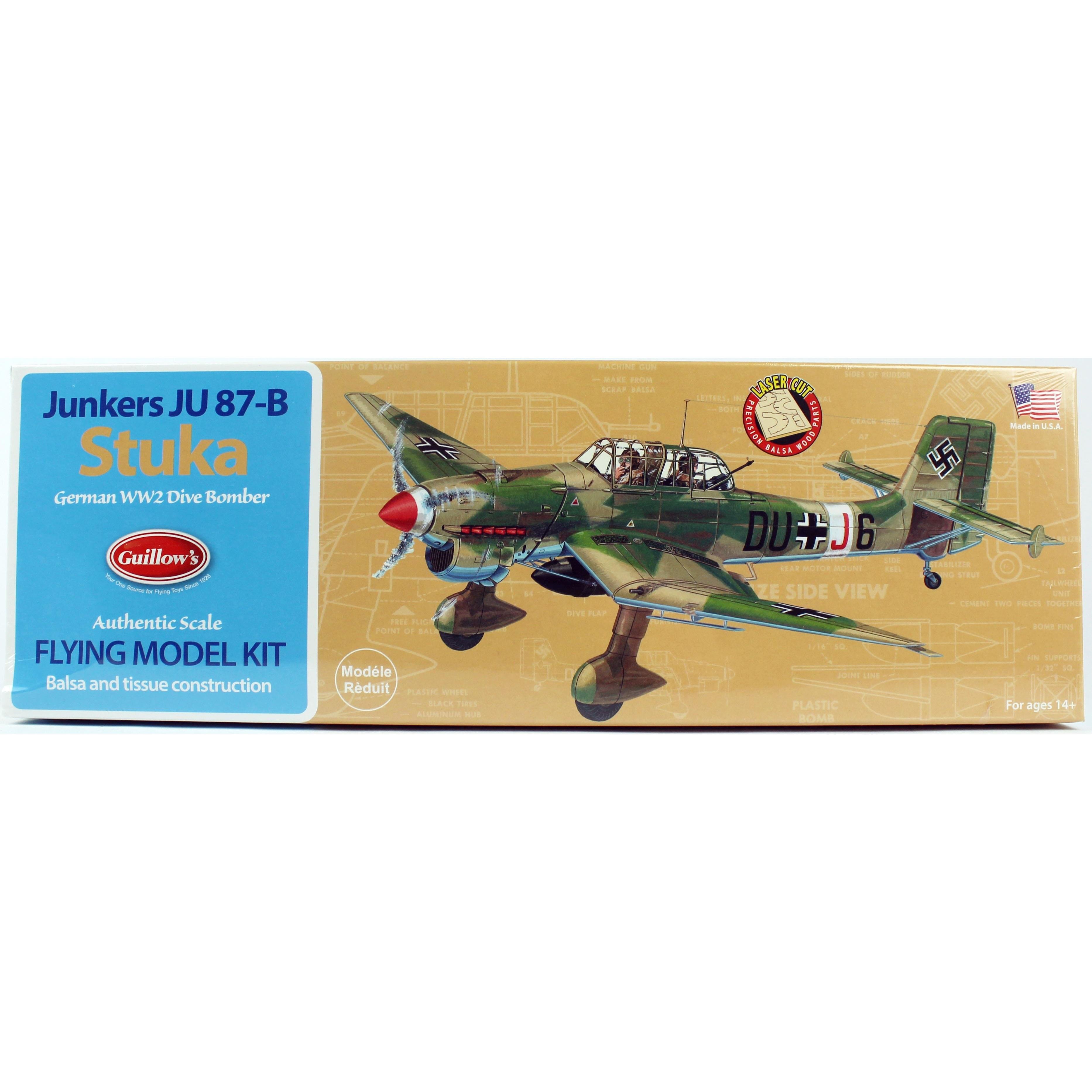 Guillow's 508 1/30 Ölçek, Stuka, 42cm, Laser Kesim, Balsa, Serbest Uçuş Model Kiti