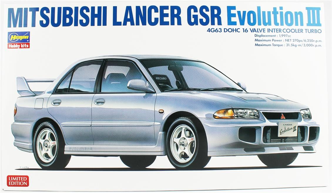 Hasegawa 20707 1/24 Ölçek, Mitsubishi Lancer GSR Evolution III, Otomobil Plastik Model Kiti