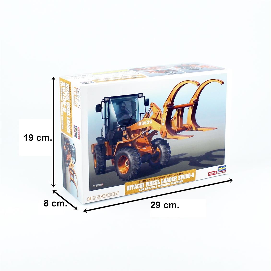 Hasegawa 66105 1/35 Scale, Hitachi ZW100-6 Wheeled Loader with Log Handling Attachment, Plastic Model Kit