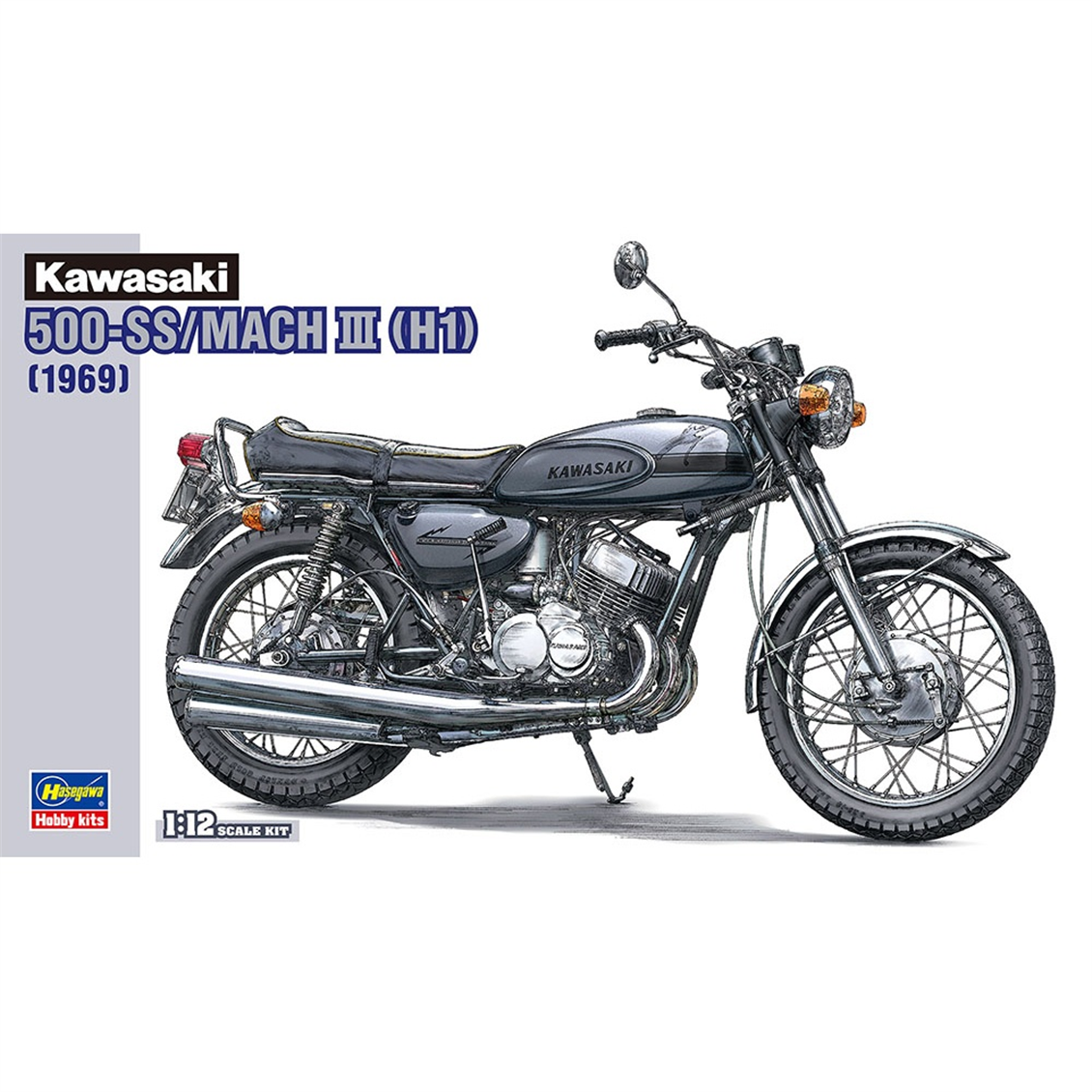 Hasegawa BK10 21510 1/12 Ölçek, Kawasaki 500-SS/MACH III (H1) (1969), Motosiklet Plastik Model Kiti