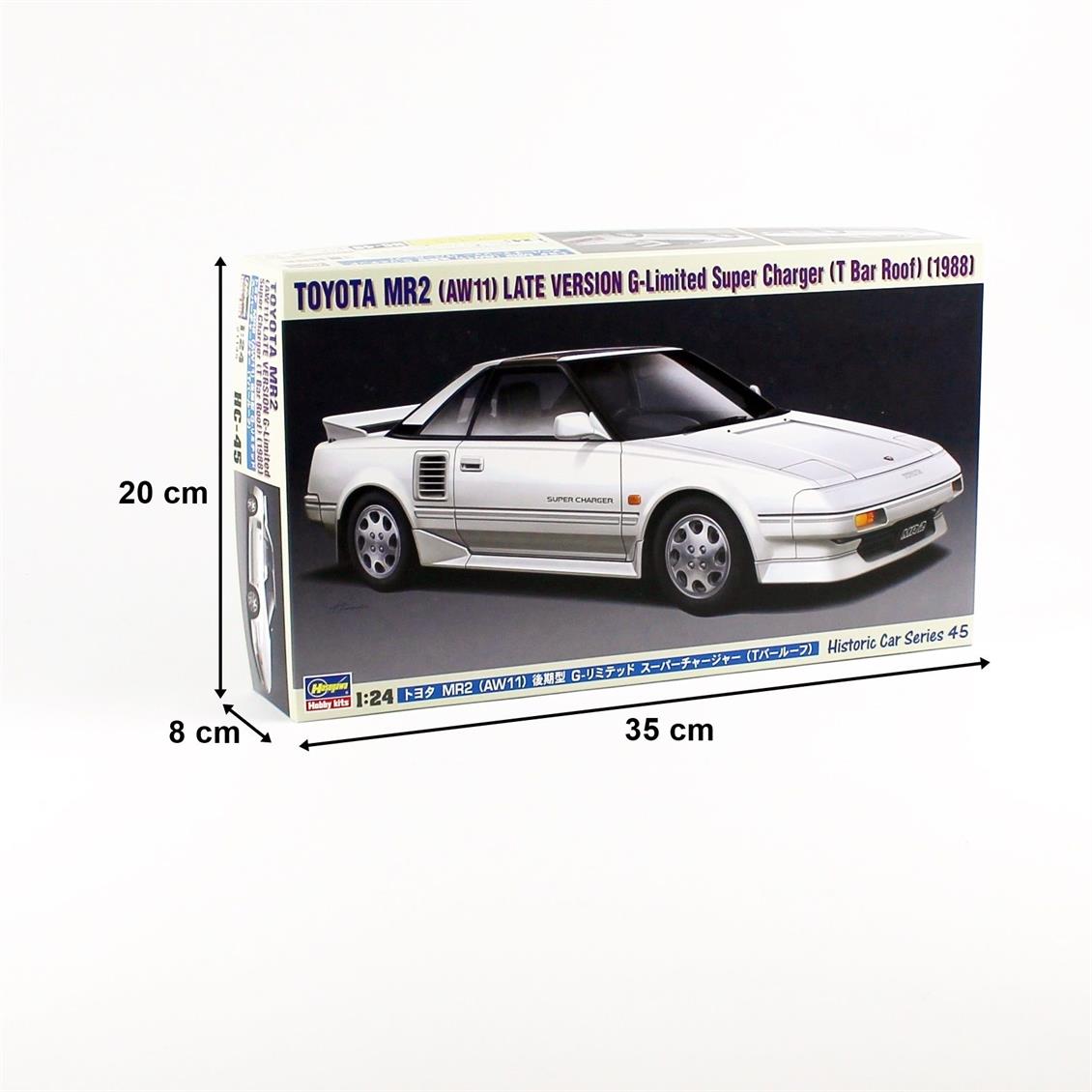 Hasegawa HC45 21145 1/24 Ölçek Toyota MR2 (AW11) Late Version G-Limited Super Charger (T Bar Roof) Otomobil Plastik Model Kiti
