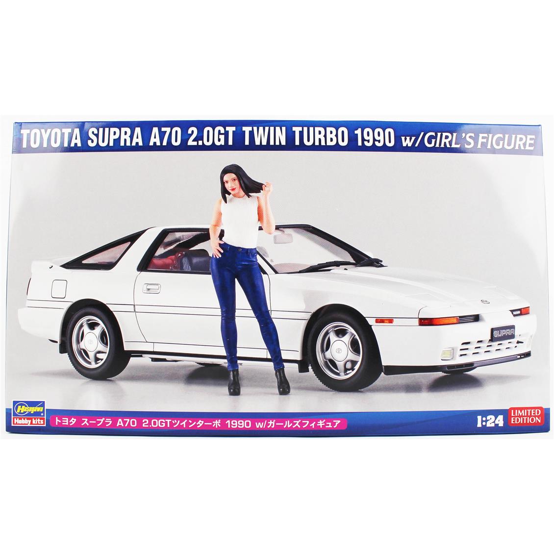 Hasegawa SP614 52414 1/24 Ölçek, Toyota Supra A70 2.0GT Twin Turbo 1990 ve Kız Figürü, Otomobil Plastik Model Kiti