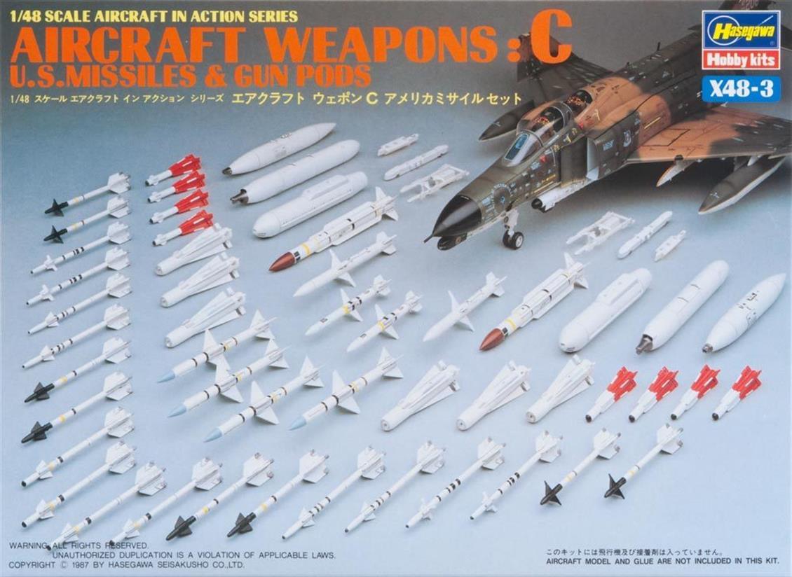 Hasegawa X48-3 36003 1/48 Savaş Uçağı Silahları-C Demonte Plastik Maket Seti