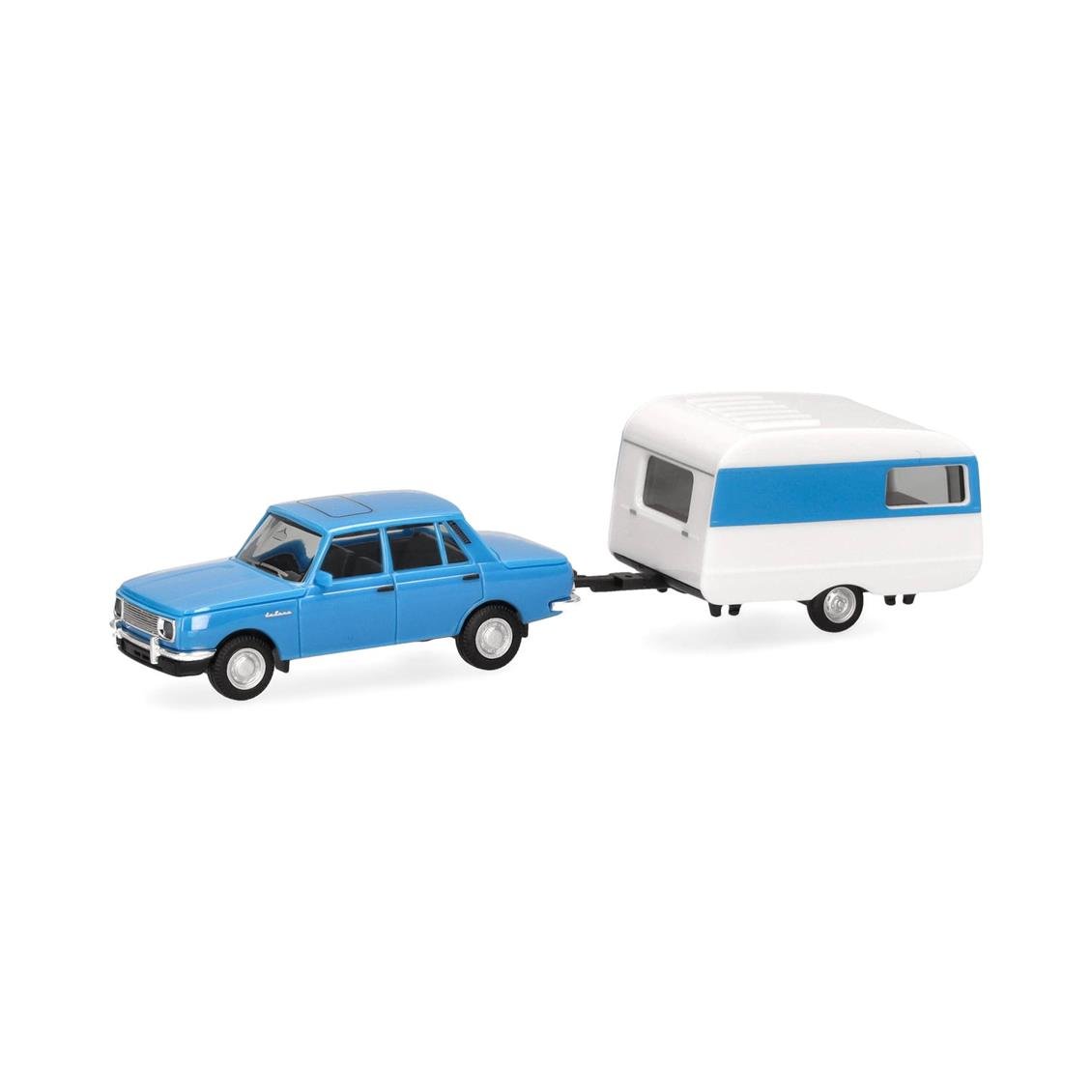 Herpa 028585-002 1/87 Ölçek, Wartburg 353 1982 Sedan ve Çekme Karavan, Sergilemeye Hazır Model Araç