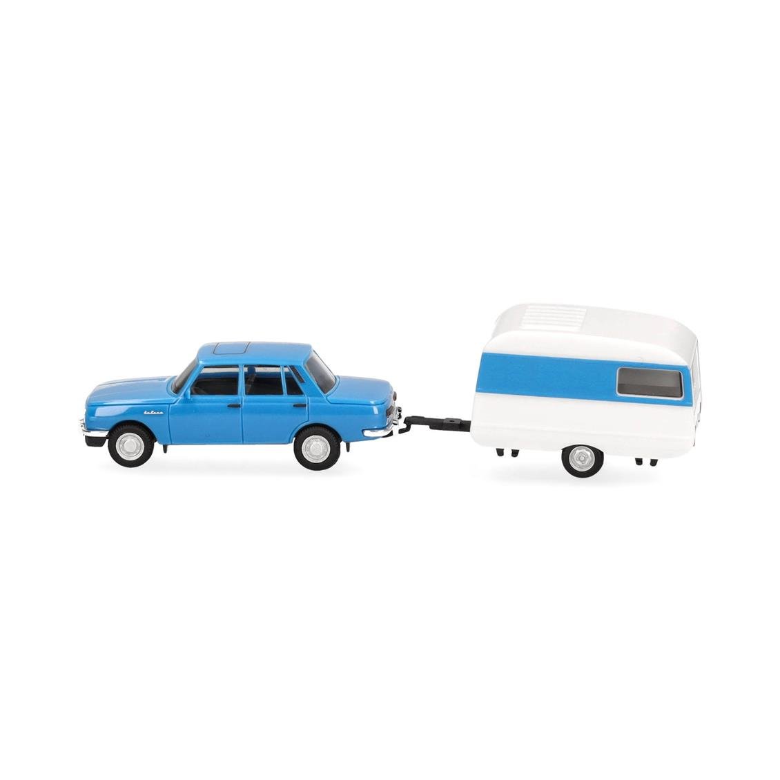 Herpa 028585-002 1/87 Ölçek, Wartburg 353 1982 Sedan ve Çekme Karavan, Sergilemeye Hazır Model Araç