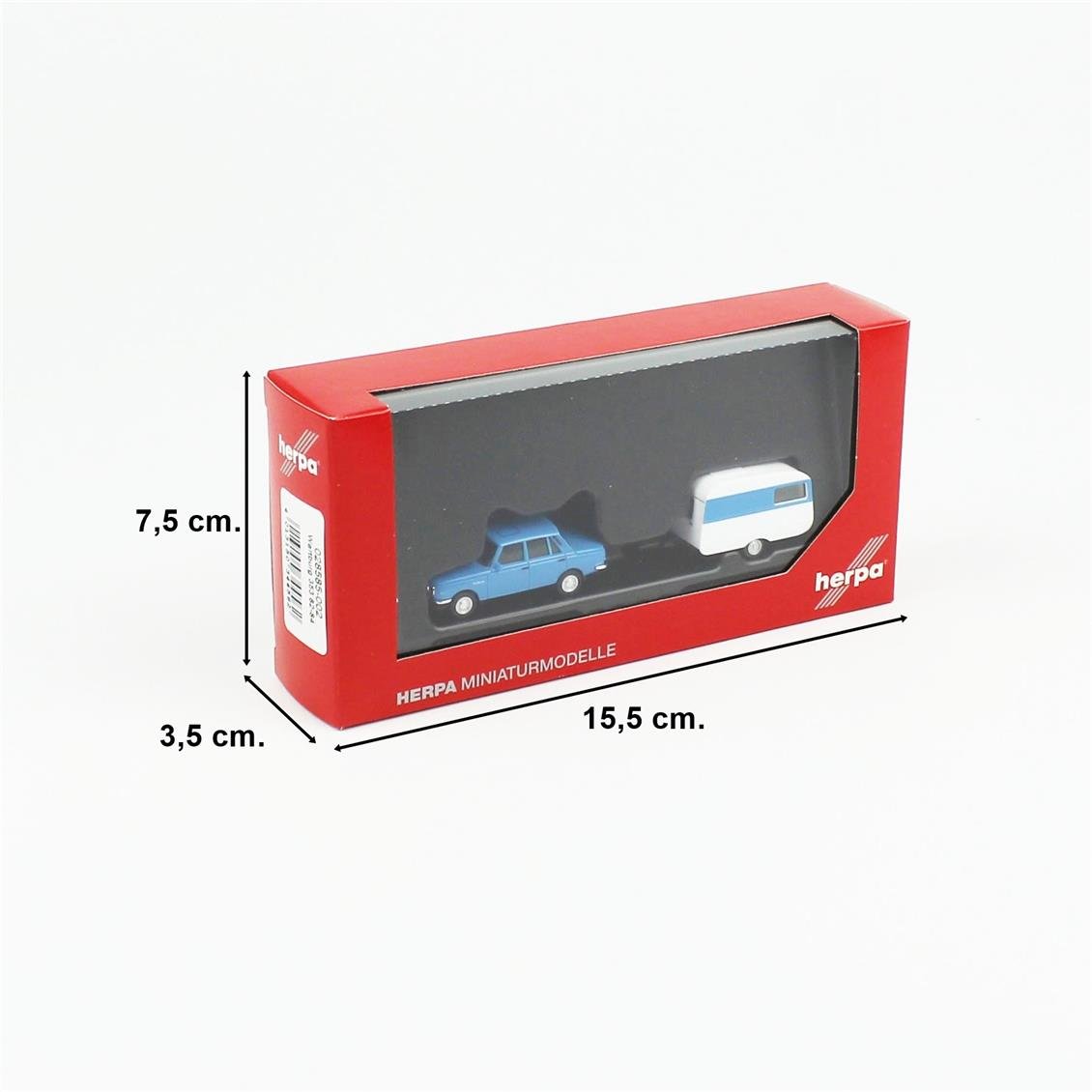 Herpa 028585-002 1/87 Ölçek, Wartburg 353 1982 Sedan ve Çekme Karavan, Sergilemeye Hazır Model Araç