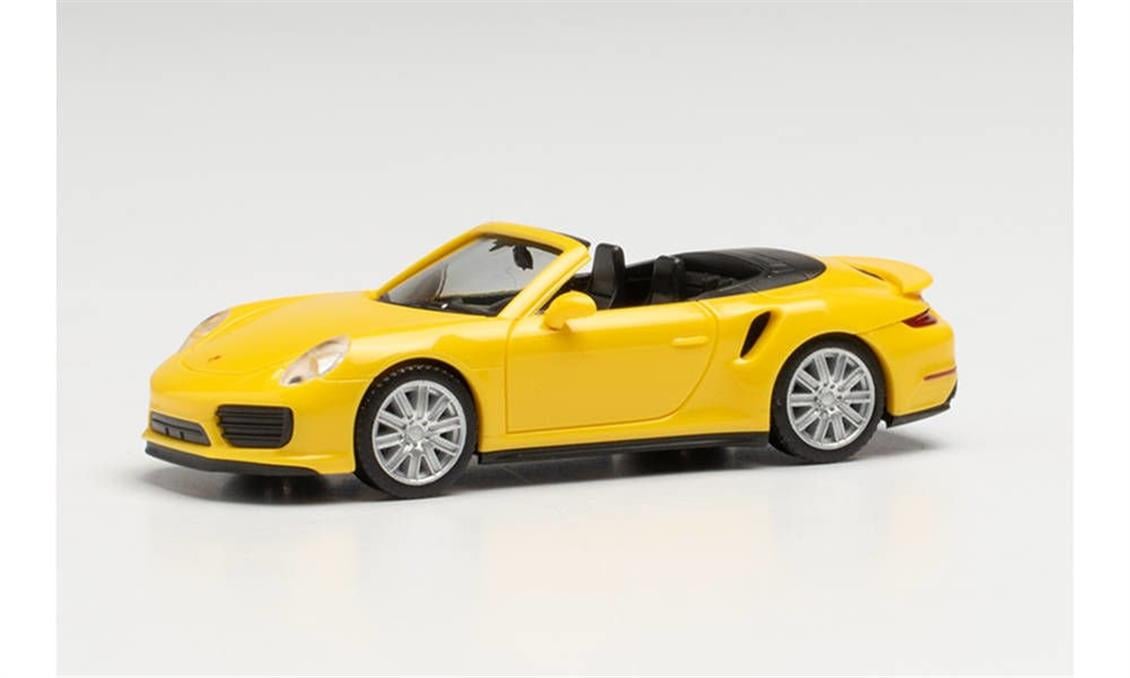 Herpa 028929-002 1/87 Ölçek Porsche Turbo Cabrio, Sarı, Sergilemeye Hazır Model Araç