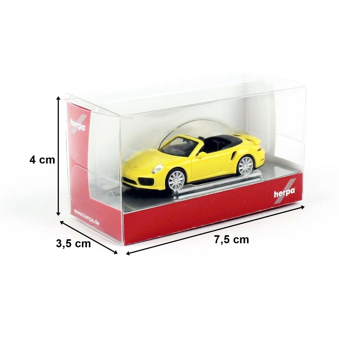 Herpa 028929-002 1/87 Ölçek Porsche Turbo Cabrio, Sarı, Sergilemeye Hazır Model Araç