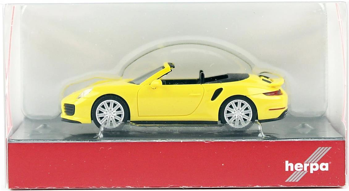 Herpa 028929-002 1/87 Ölçek Porsche Turbo Cabrio, Sarı, Sergilemeye Hazır Model Araç