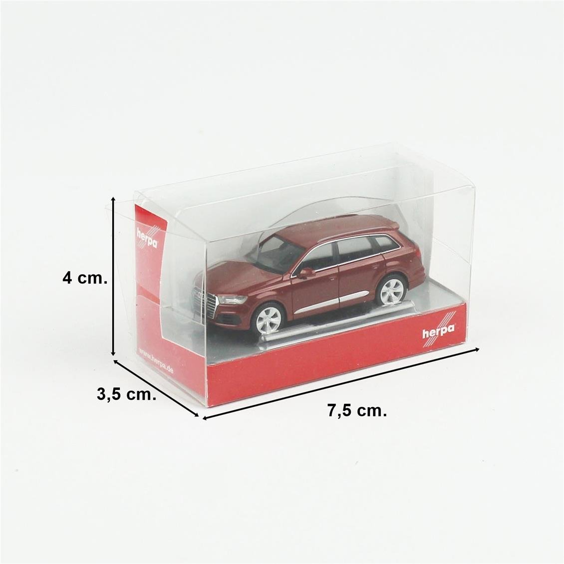 Herpa 038447-005 1/87 Ölçek, Audi Q7, Matador Kırmızı, Sergilemeye Hazır Model Araç