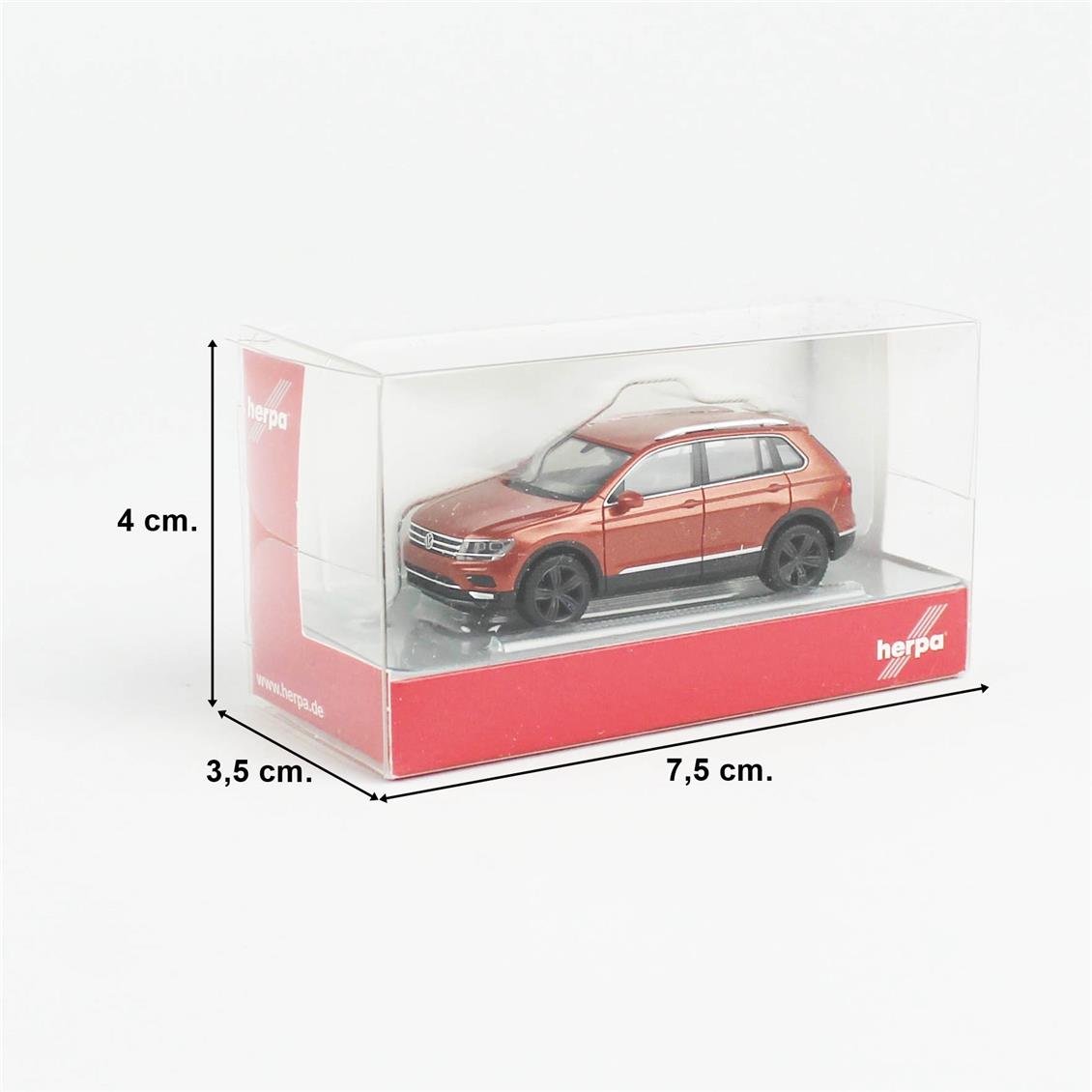 Herpa 038607-007 1/87 Ölçek, VW Tiguan, (AD1), Metalik Turuncu, Sergilemeye Hazır Model Araç