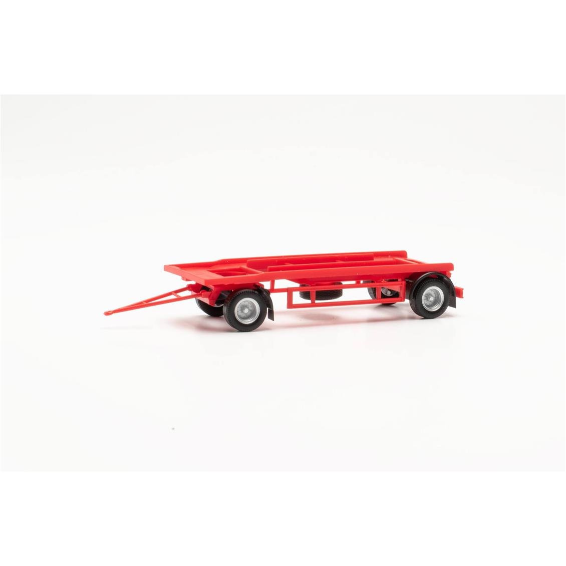 Herpa 076289-002 1/87 Ölçek, Çift Dingilli Konteyner Taşıma Romorku, Kırmızı, Sergilemeye Hazır Model Araç