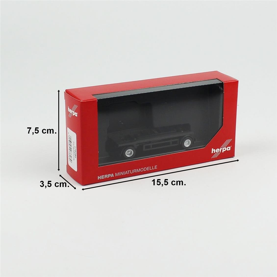 Herpa 076289 1/87 Ölçek, Çift Dingilli Konteyner Taşıma Romorku, Siyah, Sergilemeye Hazır Model Araç