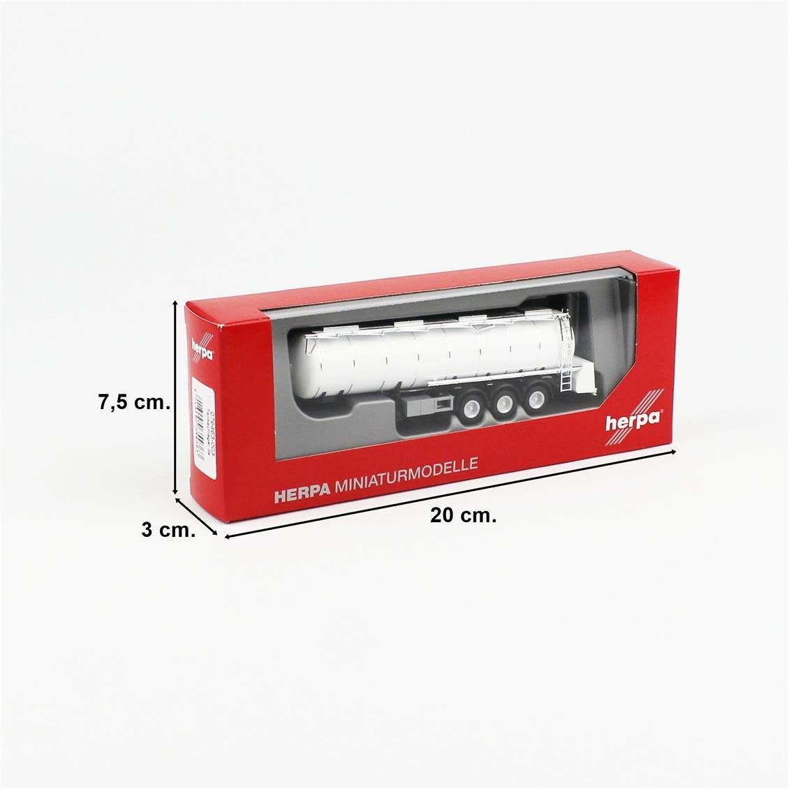 Herpa 076463-003 1/87 Ölçek, Feldbinder 32m3, 3 Akslı Gıda Tankı Römorku, Beyaz, Sergilemeye Hazır Model Araç